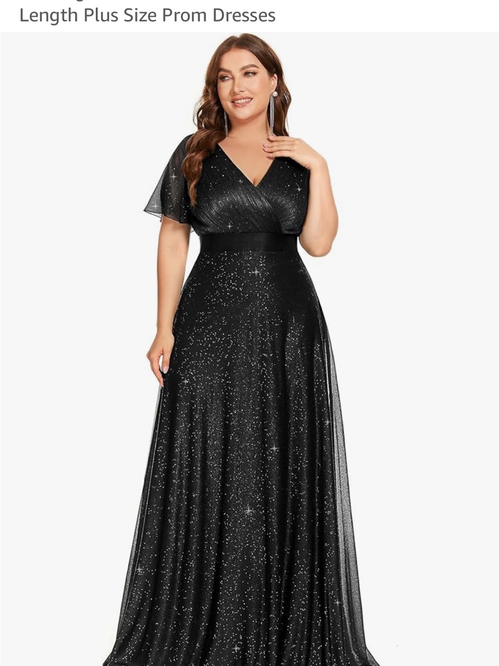 Plus Size Black Glitter V-Neck Evening Dress NWT size 20 2XL